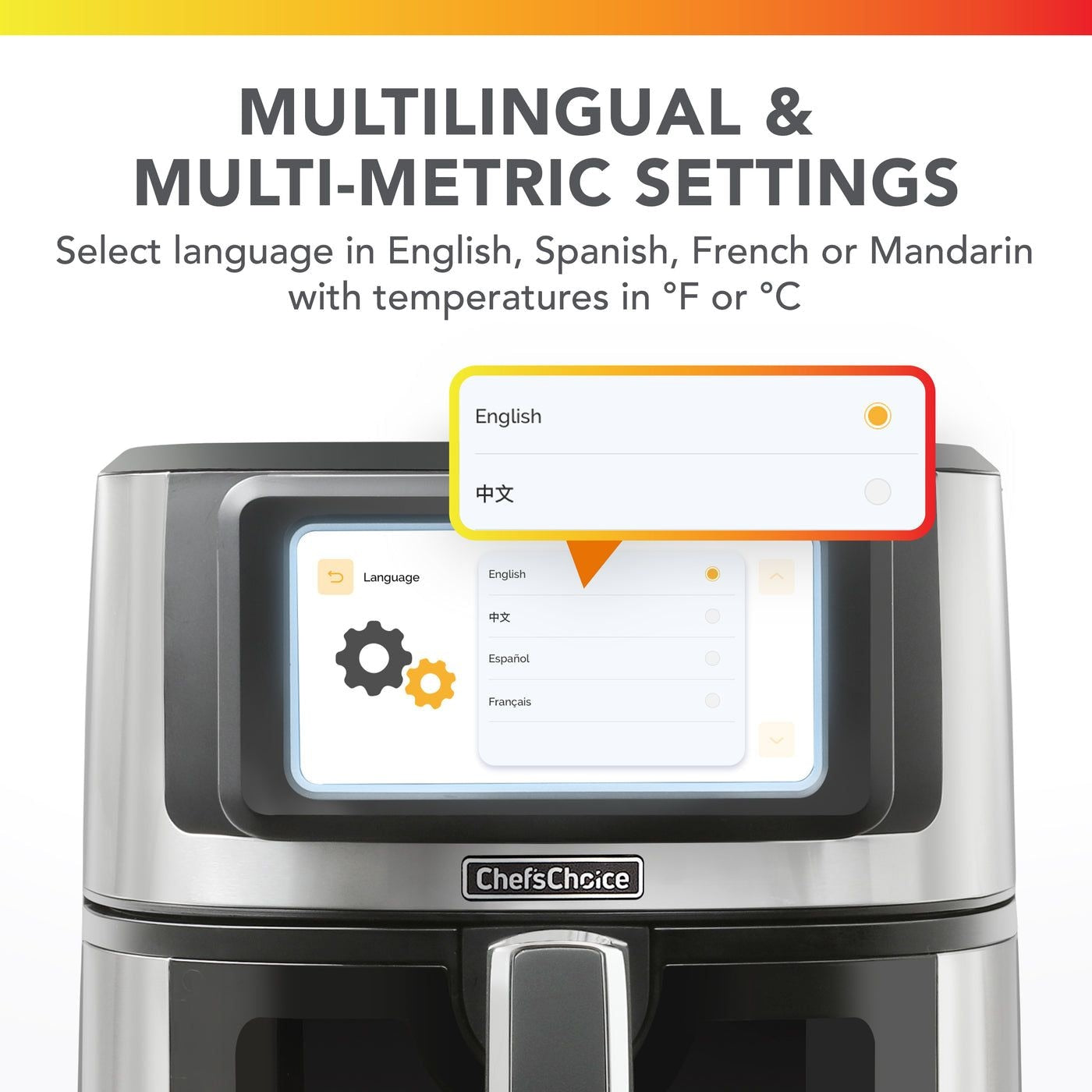 Chef'sChoice Luftfritteuse mit TFT Touchscreen Display, 7-qt