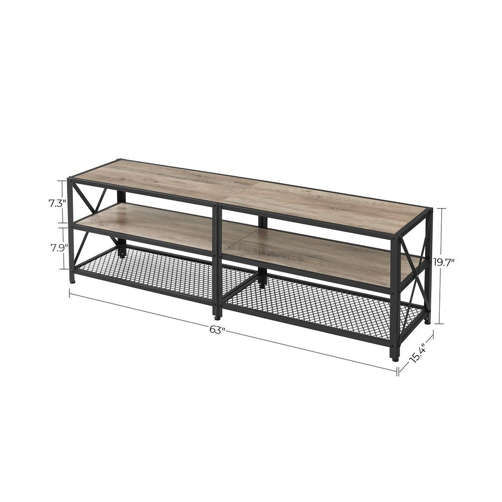 Songmics 70 in 3-Tier-Industrie-Greige / Black-TV-Stand