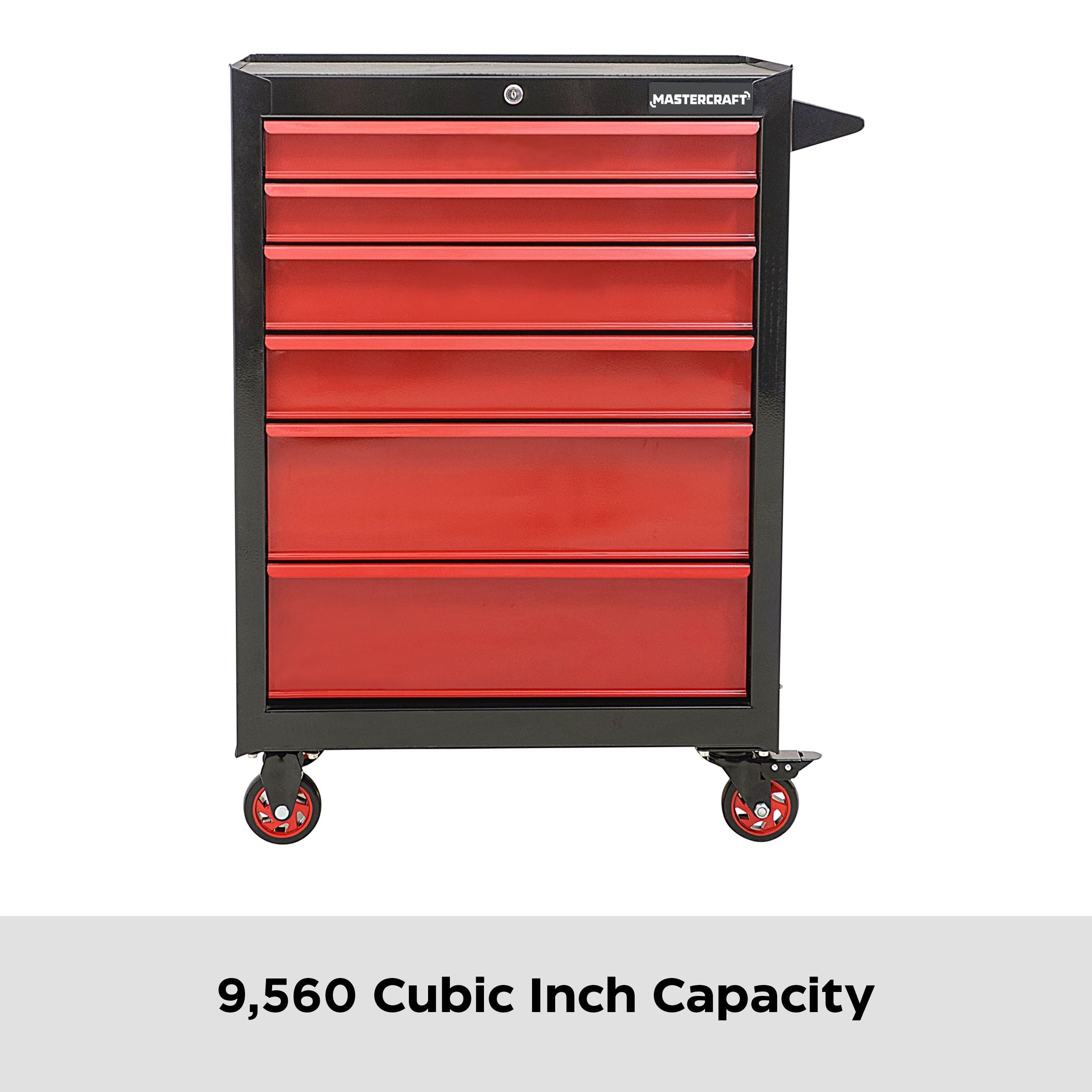 Mastercraft Walzwerkzeug-Lagerschrank mit 6 Schubladen, schwarz & rot, 26-in