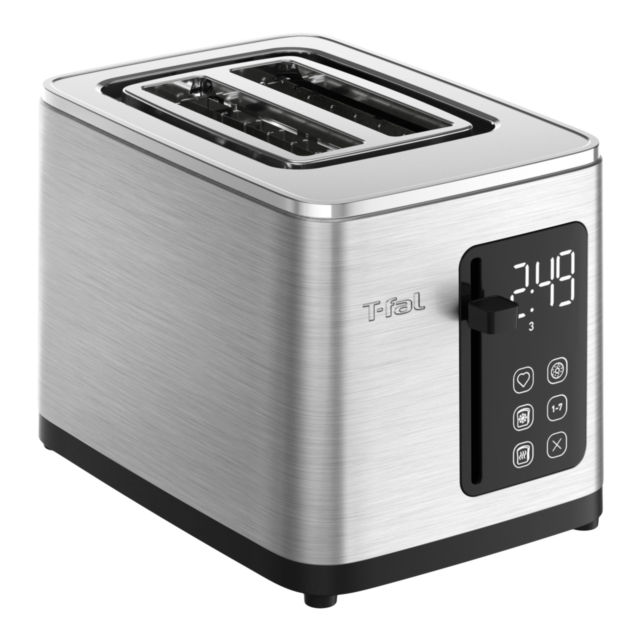 T-fal 2-Scheiben-Digital-Toaster aus Edelstahl, extra breite Schlitze, 7 Bräunungsstufen