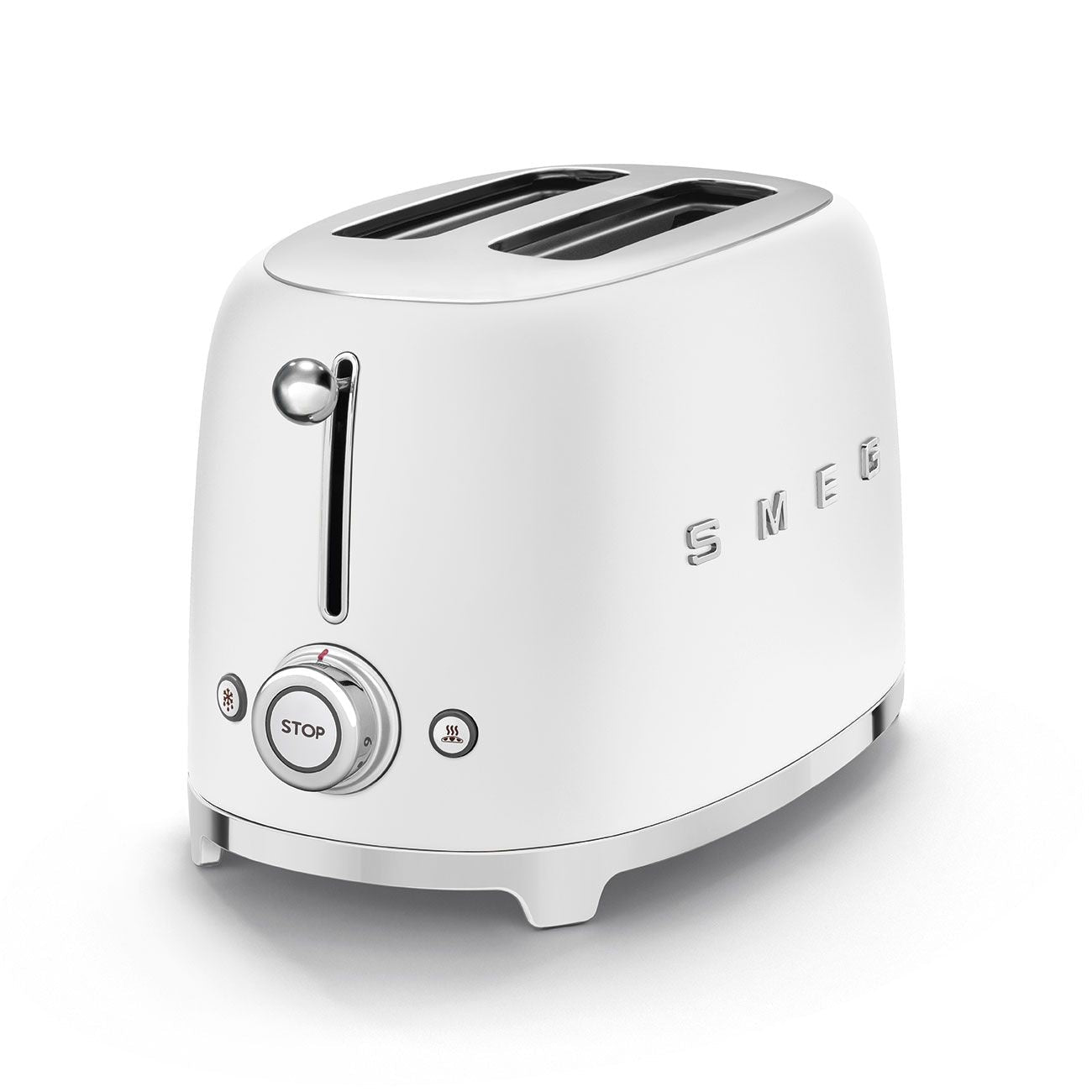 Smeg 50 Retro-Stil breiten Slot Pop-up Elektro-Toaster mit 6 Einstellungen, 2-Scheiben, matt weiß