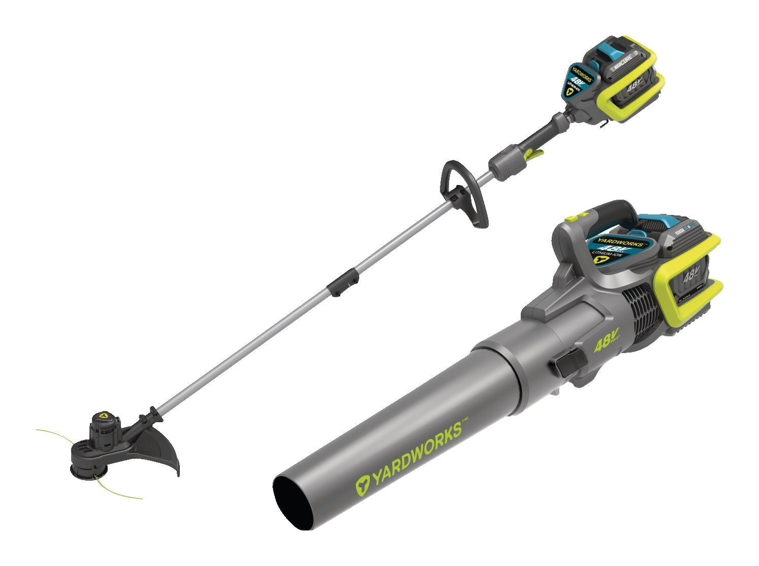 Yardworks 48 V schnurloses Blattgebläse & Trimmer Combo, 2 Ah Batterie enthalten