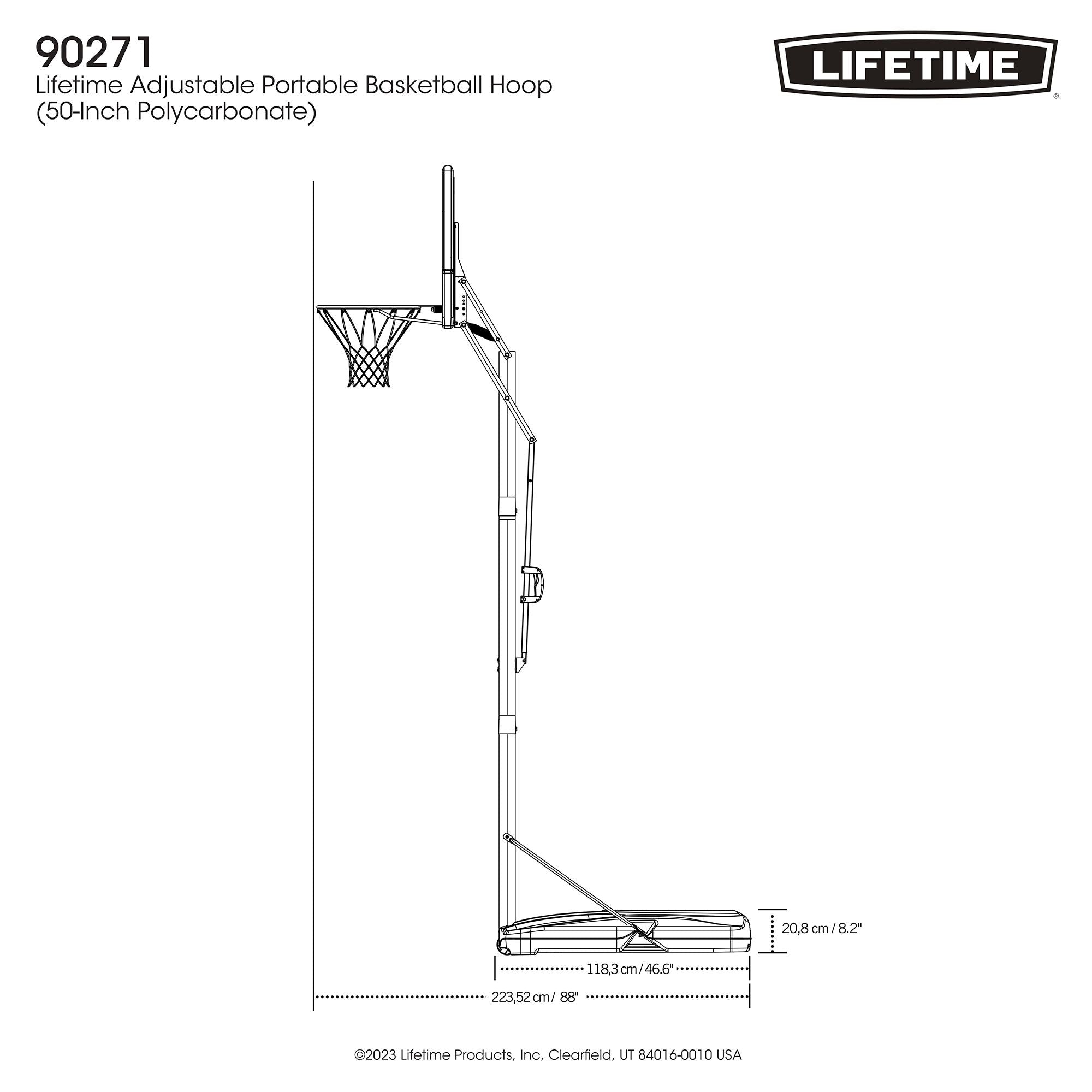Lifetime tragbares verstellbares Basketball-Backboard, Reifen & Netzsystem, 50-in