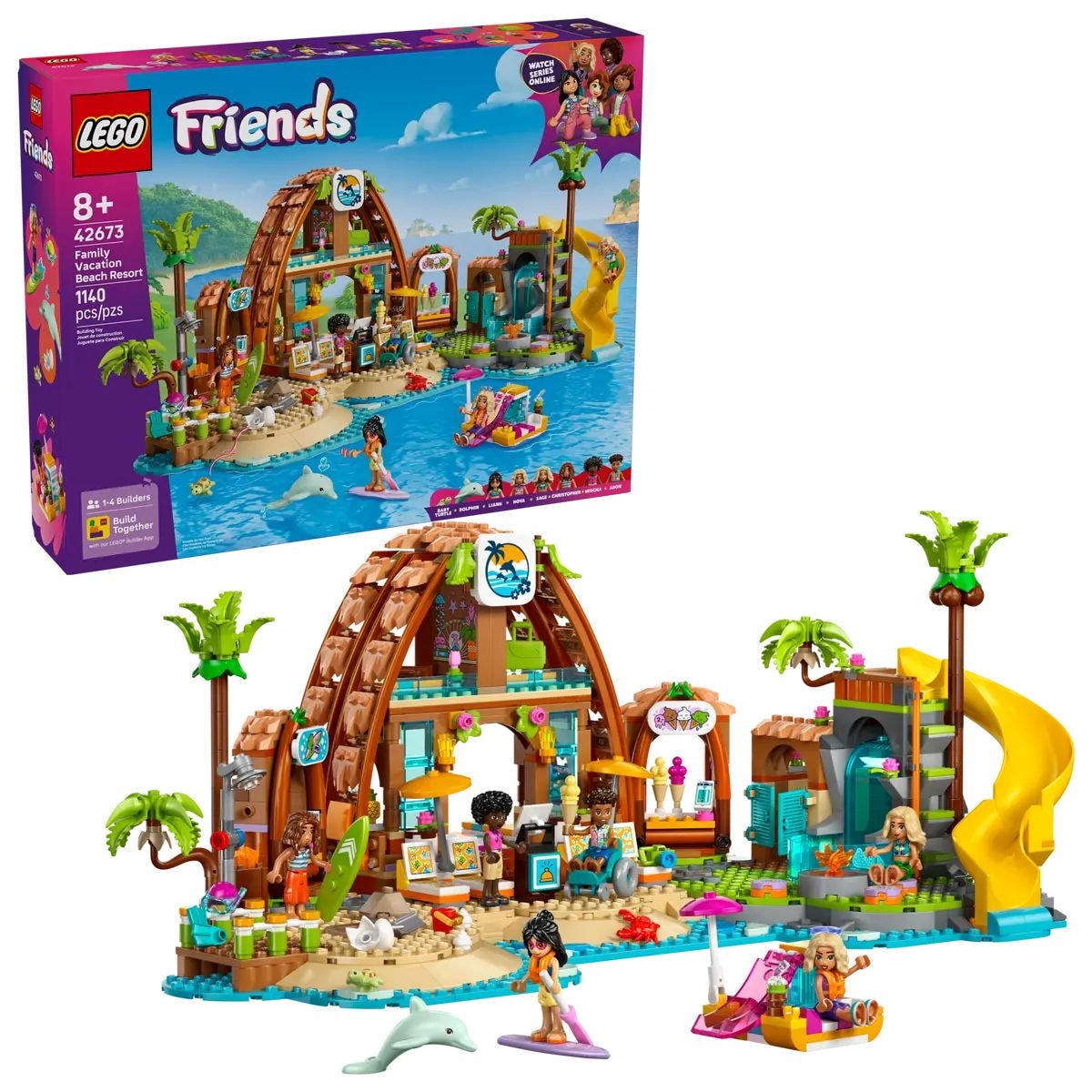 LEGO Freunde 42673 Familienurlaub Strandresort für Alter 8+, 1140-pc