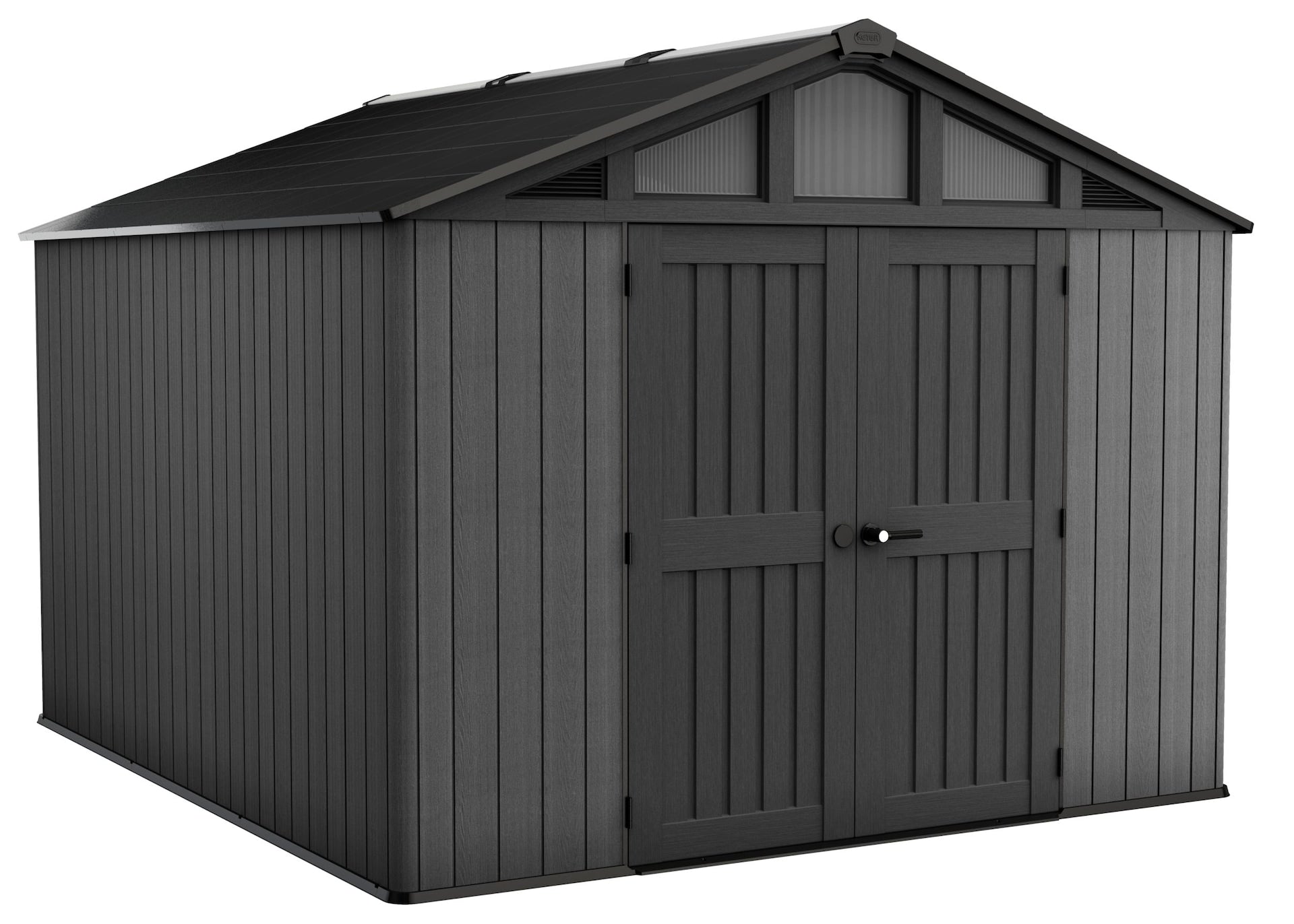 Keter Apex-Harz 2-türige Außenlagerhalle mit vollem Oberlicht, grau, 10-ft x 11,5-ft