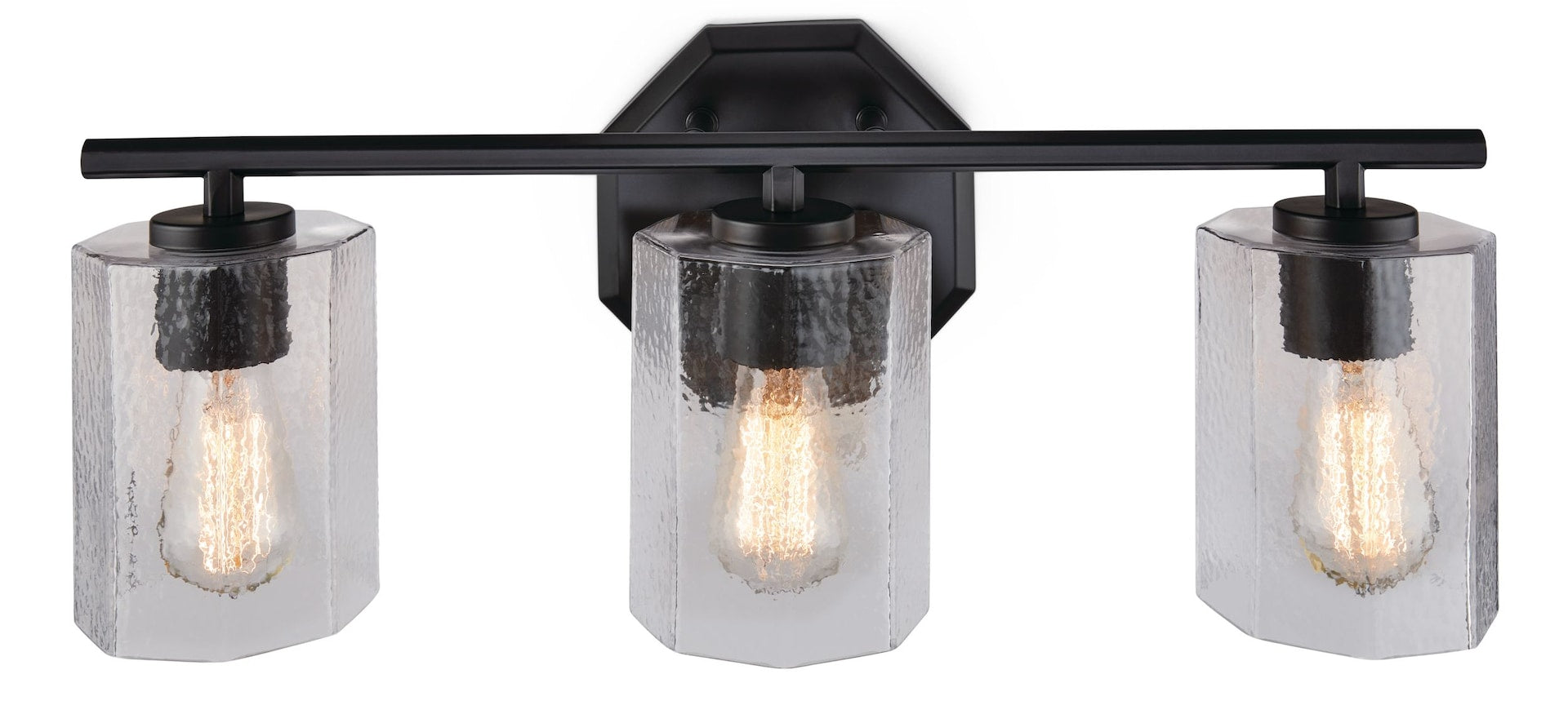 CANVAS Bridgewater 3-Licht-Scheibenleuchte mit gewelltem Glasschatten, schwarz