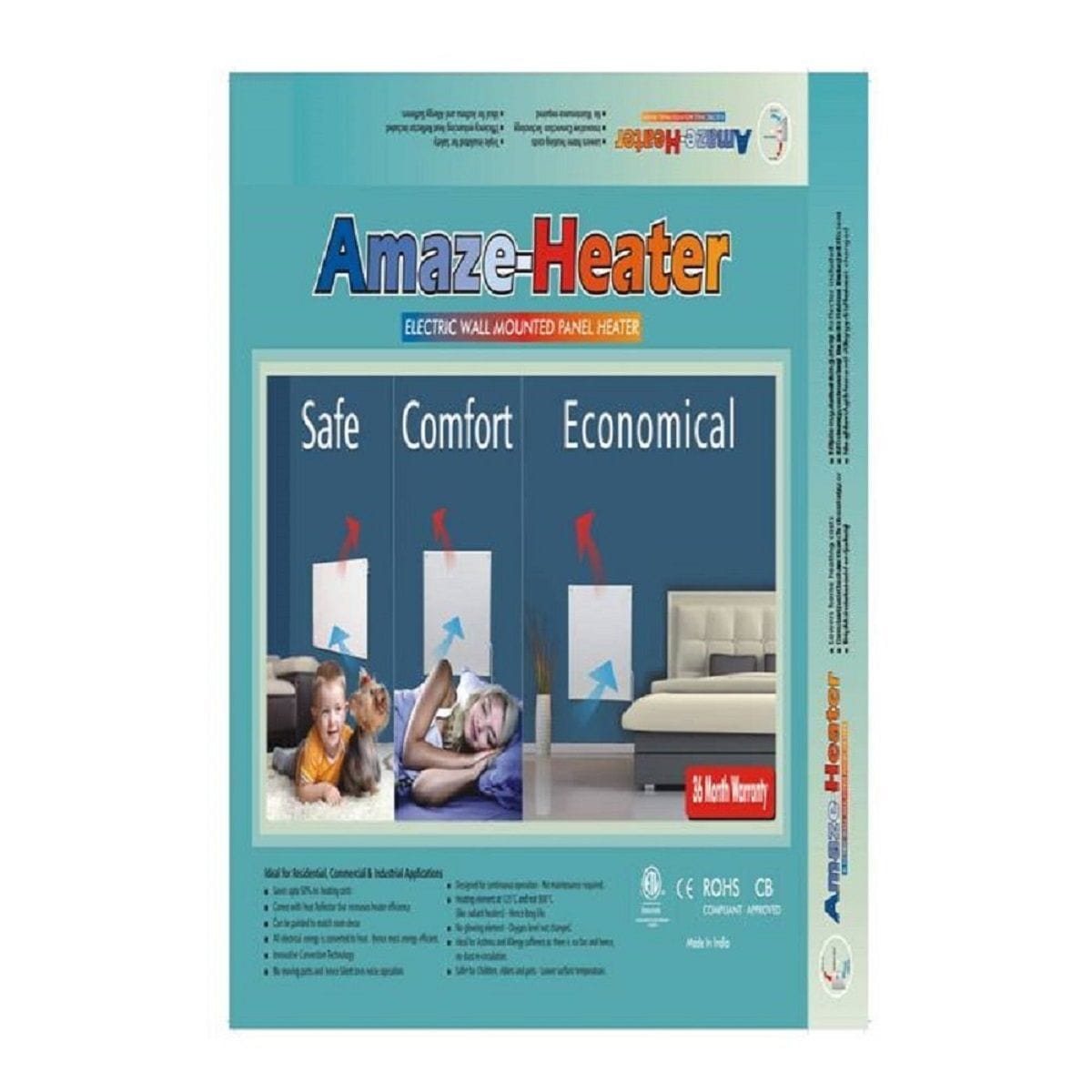 Amaze elektrische Heizung mit Plug-in-Thermostat, 600W, weiß